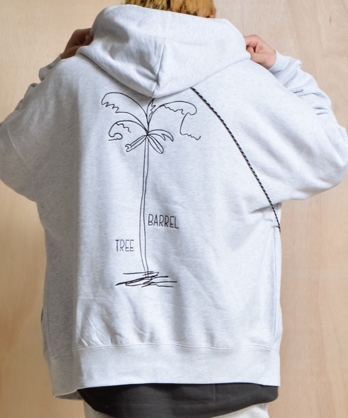 Sunny Smith（サニースミス）の「【Sunny Smith】10.0オンス ヤシの木両面刺繍 オーバーサイズ ZIP-UP フーディ（パーカー・メンズ・ネイビー/アッシュグレー/ブラック・MEDIUM/LARGE）」の3枚目の写真
