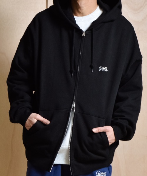 Sunny Smith（サニースミス）の「【Sunny Smith】10.0オンス ヤシの木両面刺繍 オーバーサイズ ZIP-UP フーディ（パーカー・メンズ・ネイビー/アッシュグレー/ブラック・MEDIUM/LARGE）」の2枚目の写真