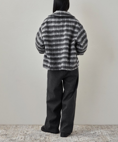 etoll.(エトル)の「チェックシャギーコクーンスリーブジャケット(ブルゾン・レディース・ブラック/カーキ・FREE)」の12枚目の写真