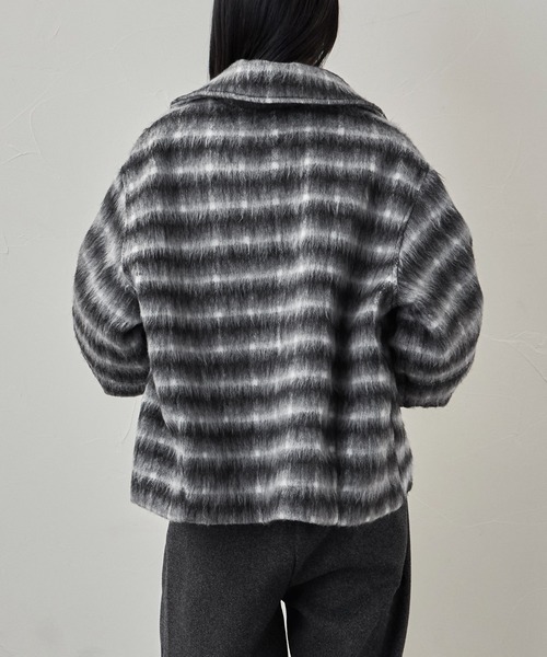 etoll.(エトル)の「チェックシャギーコクーンスリーブジャケット(ブルゾン・レディース・ブラック/カーキ・FREE)」の13枚目の写真