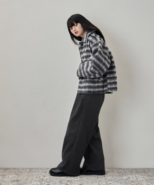 etoll.(エトル)の「チェックシャギーコクーンスリーブジャケット(ブルゾン・レディース・ブラック/カーキ・FREE)」の15枚目の写真