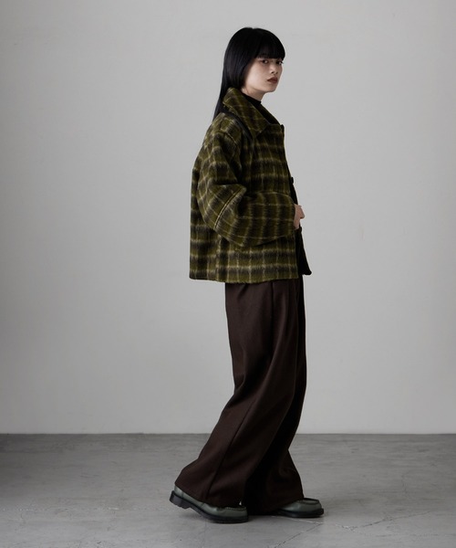 etoll.(エトル)の「チェックシャギーコクーンスリーブジャケット(ブルゾン・レディース・ブラック/カーキ・FREE)」の8枚目の写真