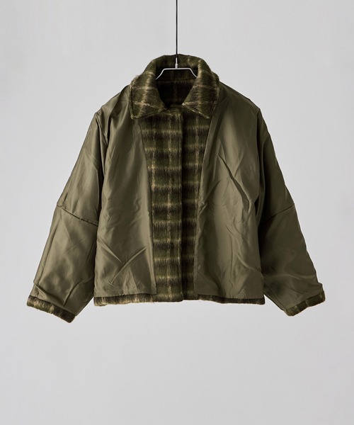 etoll.(エトル)の「チェックシャギーコクーンスリーブジャケット(ブルゾン・レディース・ブラック/カーキ・FREE)」の20枚目の写真