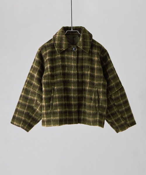 etoll.(エトル)の「チェックシャギーコクーンスリーブジャケット(ブルゾン・レディース・ブラック/カーキ・FREE)」の17枚目の写真