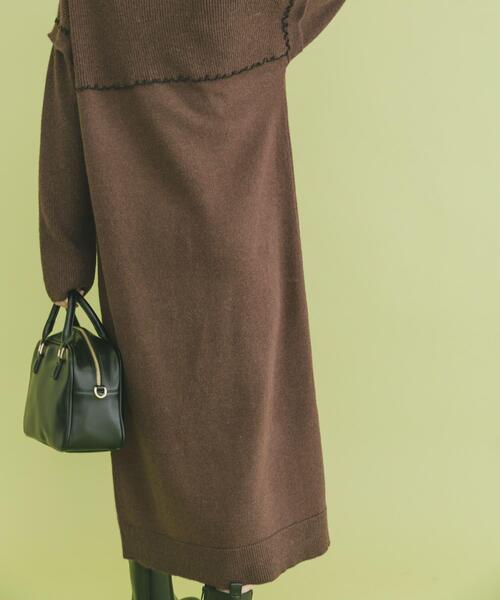 セール】ハイネックステッチニットワンピース（ワンピース）｜ITEMS