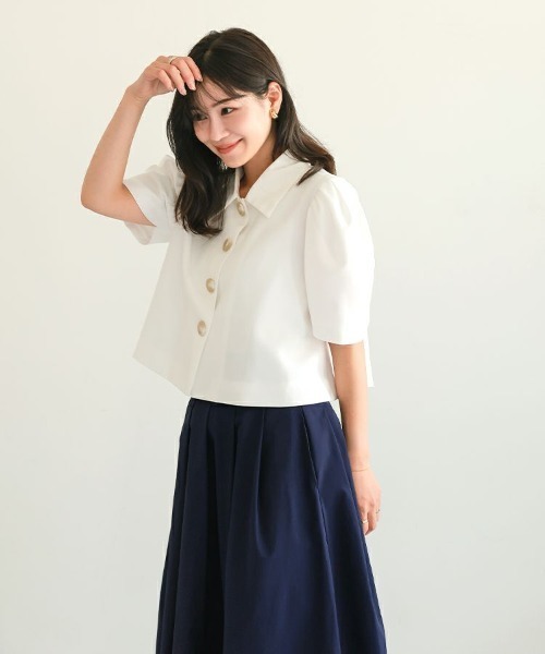 DONOBAN（ドノバン）の「【FU-FU de ODEKAKE /rina×Donobanコラボ】撥水タックフレアスカート（スカート・レディース・ネイビー/ベージュ・M/S）」の4枚目の写真