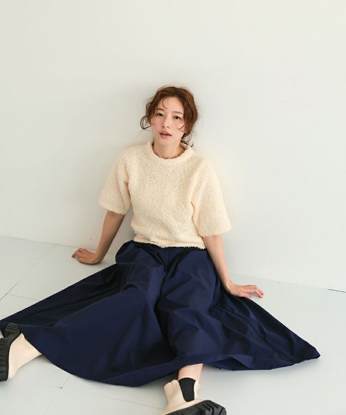 DONOBAN（ドノバン）の「【FU-FU de ODEKAKE /rina×Donobanコラボ】撥水タックフレアスカート（スカート・レディース・ネイビー/ベージュ・M/S）」の10枚目の写真