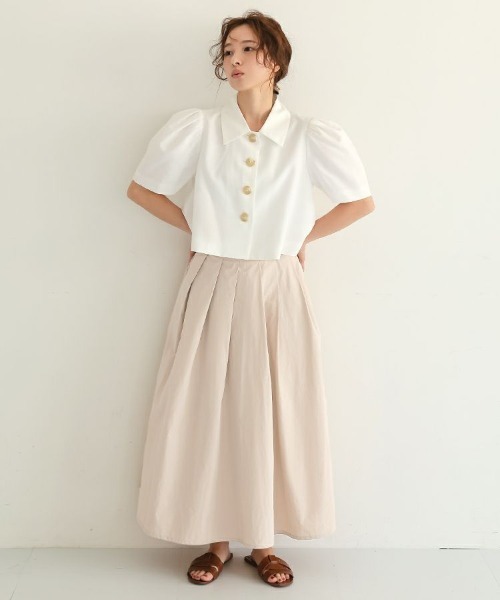 DONOBAN（ドノバン）の「【FU-FU de ODEKAKE /rina×Donobanコラボ】撥水タックフレアスカート（スカート・レディース・ネイビー/ベージュ・M/S）」の18枚目の写真