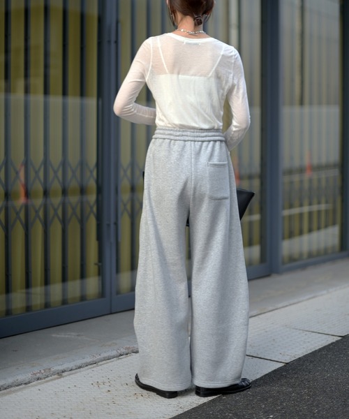 Marient（マリエント）の「ダブルコード裏起毛カーブスウェットPT（スウェットパンツ・レディース・グレー/ブラック・FREE）」の12枚目の写真