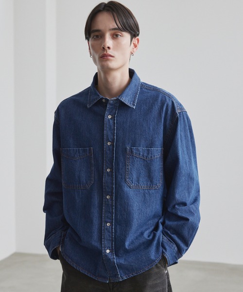LUENNA（ルエナ）の「【LUENNA】Clean Denim Shirt Jacket / クリーン デニムシャツジャケット（シャツ/ブラウス・メンズ・ブラック/ブルー・L/M/S）」の2枚目の写真