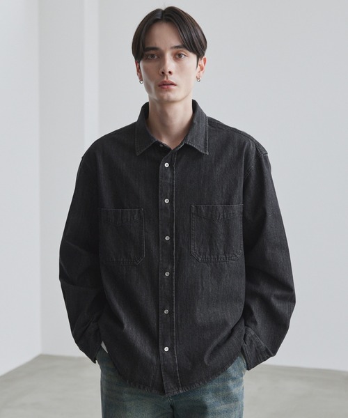 LUENNA（ルエナ）の「【LUENNA】Clean Denim Shirt Jacket / クリーン デニムシャツジャケット（シャツ/ブラウス・メンズ・ブラック/ブルー・L/M/S）」の4枚目の写真