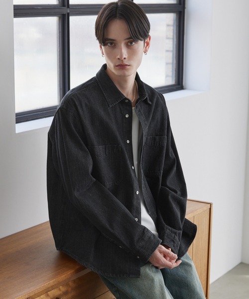 LUENNA（ルエナ）の「【LUENNA】Clean Denim Shirt Jacket / クリーン デニムシャツジャケット（シャツ/ブラウス・メンズ・ブラック/ブルー・L/M/S）」の14枚目の写真