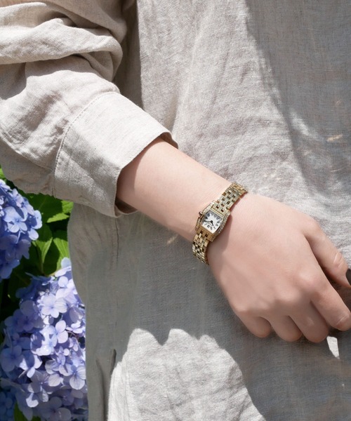 ステンレスバンド スクエアフェイスウォッチ（アナログ腕時計