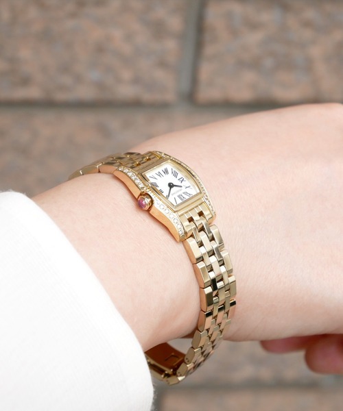 ステンレスバンド スクエアフェイスウォッチ（アナログ腕時計