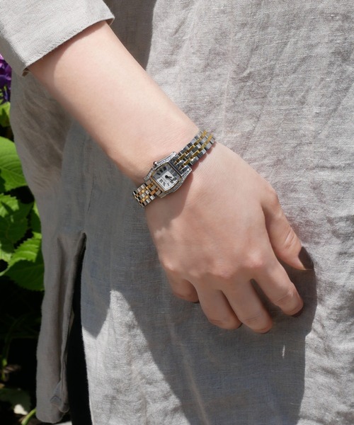 ステンレスバンド スクエアフェイスウォッチ（アナログ腕時計