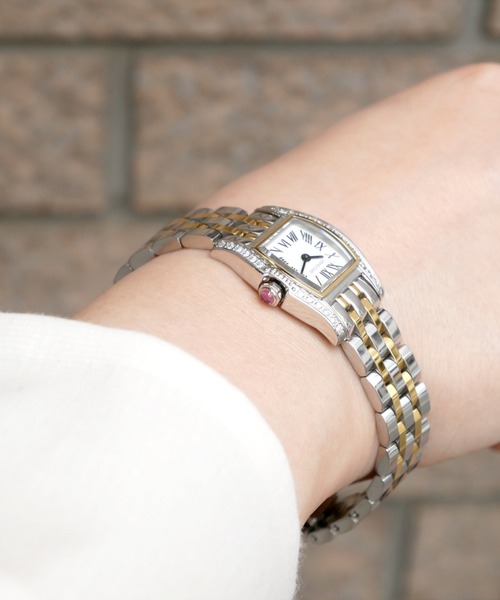 ヴァンドーム青山　ステンレス時計 ステンレスバンド スクエアフェイスウォッチ（アナログ腕時計