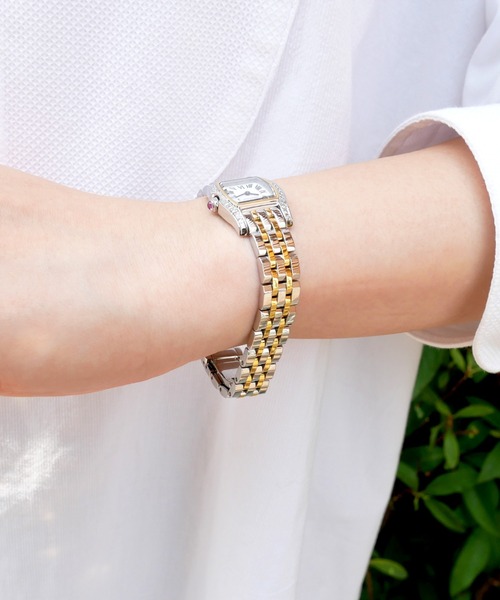 ステンレスバンド スクエアフェイスウォッチ（アナログ腕時計