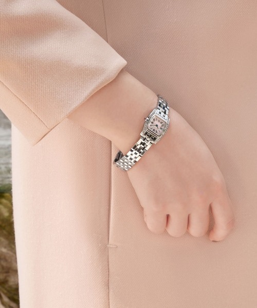 ステンレスバンド スクエアフェイスウォッチ（アナログ腕時計