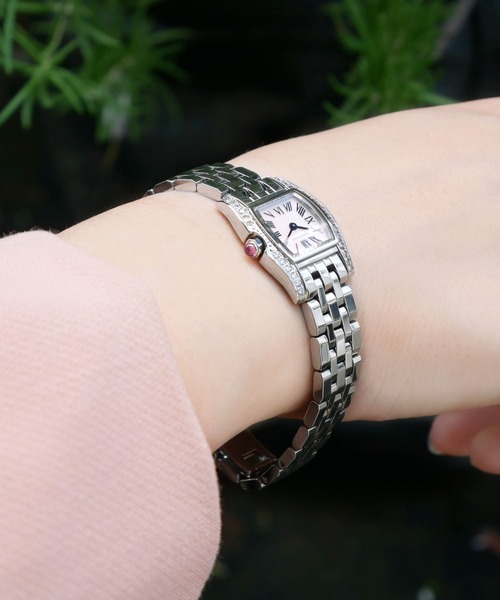 ステンレスバンド スクエアフェイスウォッチ（アナログ腕時計