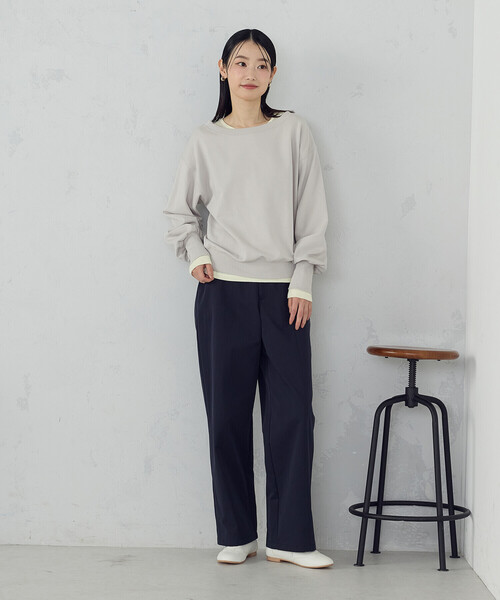 COMME CA ISM（コムサイズム）の「コットンナイロンツイル ワイドテーパードチノパンツ（チノパンツ・レディース・ネイビー/ベージュ・X-LARGE/LARGE/MEDIUM/SMALL）」の4枚目の写真