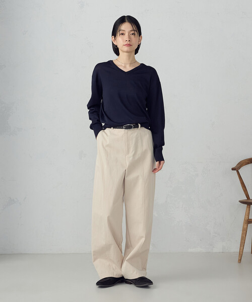 COMME CA ISM（コムサイズム）の「コットンナイロンツイル ワイドテーパードチノパンツ（チノパンツ・レディース・ネイビー/ベージュ・X-LARGE/LARGE/MEDIUM/SMALL）」の7枚目の写真