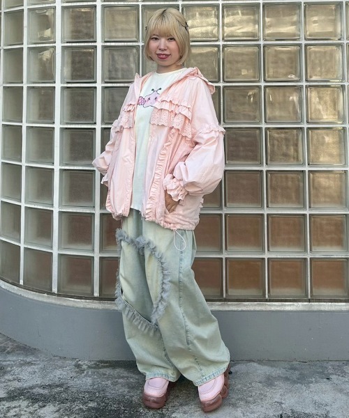 Candy Stripper（キャンディストリッパー）の「HEART OPEN FRILL DENIM パンツ（デニムパンツ・レディース・ブルー系その他/ライトインディゴブルー・FREE）」の7枚目の写真