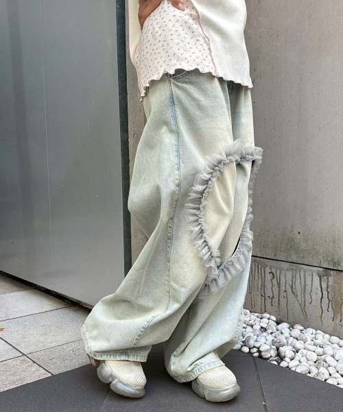 Candy Stripper（キャンディストリッパー）の「HEART OPEN FRILL DENIM パンツ（デニムパンツ・レディース・ブルー系その他/ライトインディゴブルー・FREE）」の13枚目の写真
