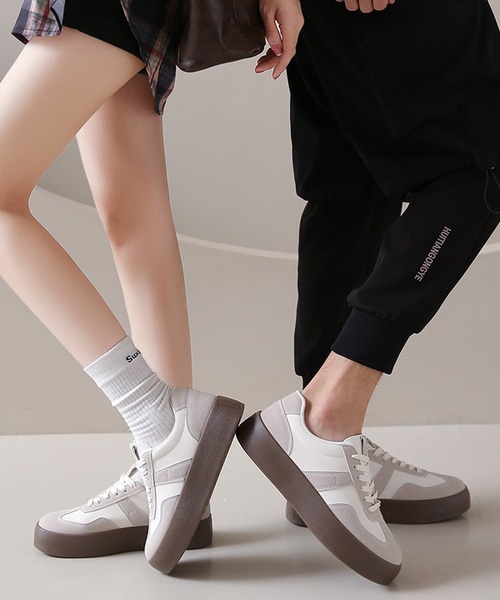 c.u.l(シーユーエル)の「シンプル 厚底 ジャーマントレーナー ローカットスニーカー culs185(スニーカー・レディース・アイボリー/ブラウン/ブラック・39/38/37/36)」の6枚目の写真