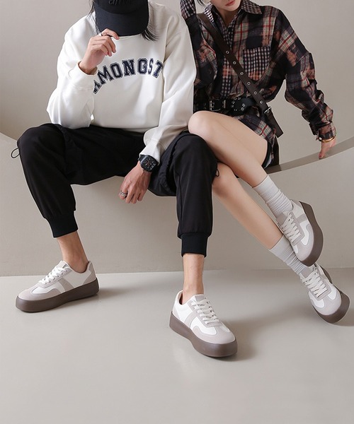 c.u.l(シーユーエル)の「シンプル 厚底 ジャーマントレーナー ローカットスニーカー culs185(スニーカー・レディース・アイボリー/ブラウン/ブラック・39/38/37/36)」の7枚目の写真