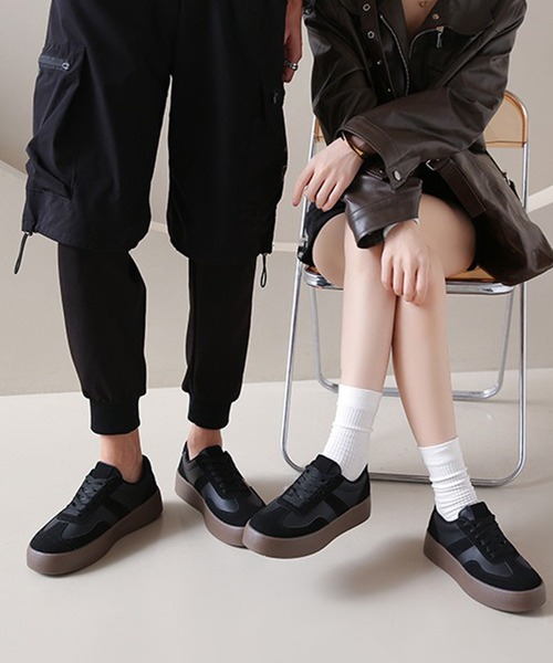 c.u.l(シーユーエル)の「シンプル 厚底 ジャーマントレーナー ローカットスニーカー culs185(スニーカー・レディース・アイボリー/ブラウン/ブラック・39/38/37/36)」の9枚目の写真