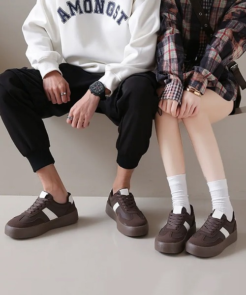 c.u.l(シーユーエル)の「シンプル 厚底 ジャーマントレーナー ローカットスニーカー culs185(スニーカー・レディース・アイボリー/ブラウン/ブラック・39/38/37/36)」の12枚目の写真