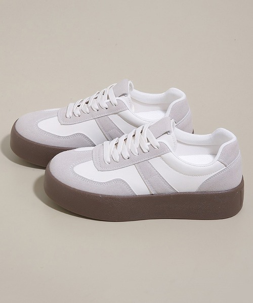 c.u.l(シーユーエル)の「シンプル 厚底 ジャーマントレーナー ローカットスニーカー culs185(スニーカー・レディース・アイボリー/ブラウン/ブラック・39/38/37/36)」の15枚目の写真