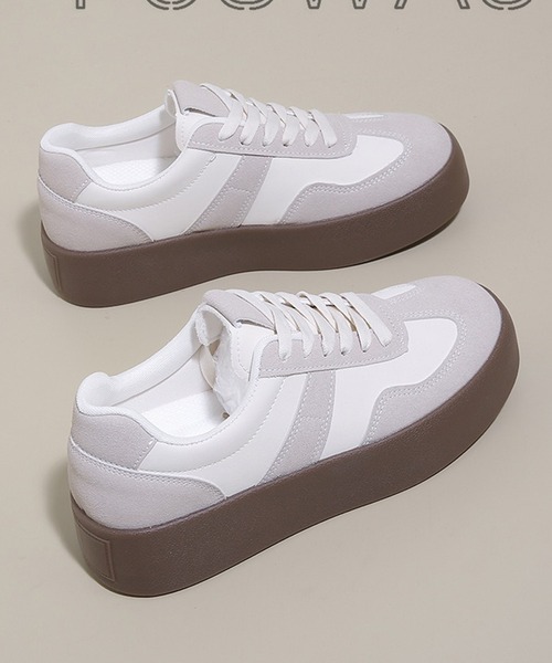 c.u.l(シーユーエル)の「シンプル 厚底 ジャーマントレーナー ローカットスニーカー culs185(スニーカー・レディース・アイボリー/ブラウン/ブラック・39/38/37/36)」の16枚目の写真