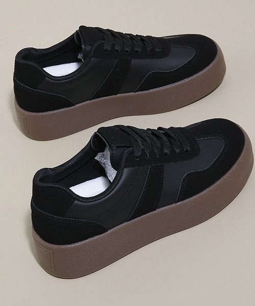 c.u.l(シーユーエル)の「シンプル 厚底 ジャーマントレーナー ローカットスニーカー culs185(スニーカー・レディース・アイボリー/ブラウン/ブラック・39/38/37/36)」の18枚目の写真