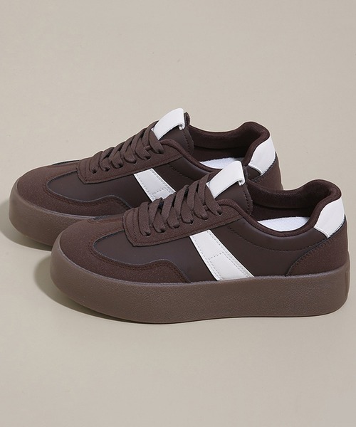 c.u.l(シーユーエル)の「シンプル 厚底 ジャーマントレーナー ローカットスニーカー culs185(スニーカー・レディース・アイボリー/ブラウン/ブラック・39/38/37/36)」の19枚目の写真