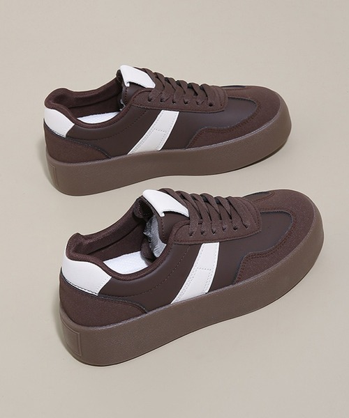 c.u.l(シーユーエル)の「シンプル 厚底 ジャーマントレーナー ローカットスニーカー culs185(スニーカー・レディース・アイボリー/ブラウン/ブラック・39/38/37/36)」の20枚目の写真