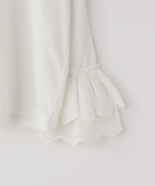 LOWRYS FARM（ローリーズファーム）の「ソデレースプルオーバーＬＳ　643077（Tシャツ/カットソー・キッズ・オフホワイト/ブラック・150cm/140cm/130cm/120cm/110cm）」の4枚目の写真