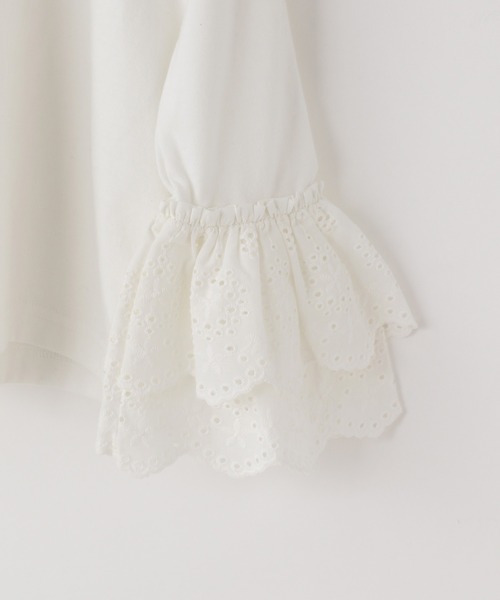 LOWRYS FARM（ローリーズファーム）の「ソデレースプルオーバーＬＳ　643077（Tシャツ/カットソー・キッズ・オフホワイト/ブラック・150cm/140cm/130cm/120cm/110cm）」の6枚目の写真