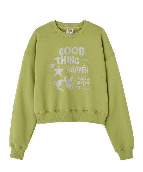 DANGLEDROP(ダングルドロップ)の「DGDP GOOD THING クロップマンツーマン オリーブグリーン(スウェット・レディース・その他・M/S)」の2枚目の写真
