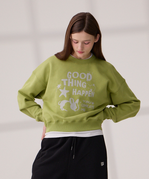 DANGLEDROP(ダングルドロップ)の「DGDP GOOD THING クロップマンツーマン オリーブグリーン(スウェット・レディース・その他・M/S)」の5枚目の写真