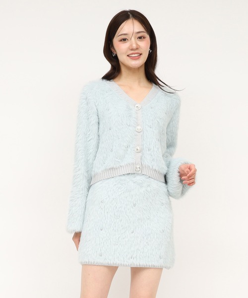 ROYAL PARTY（ロイヤルパーティー）の「パールビジューシャギーカーデトップス（ニット/セーター・レディース・ピンク/ブルー/オフホワイト・FREE）」の13枚目の写真