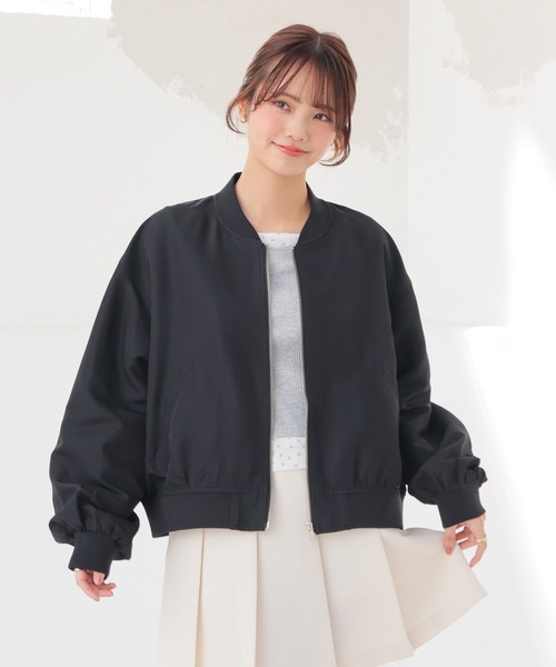 Honeys(ハニーズ)の「【非フッ素撥水加工】撥水加工リブブルゾン(ブルゾン・レディース・グレー/ネイビー/ブラック/アイボリー・S/M/LL/L)」の11枚目の写真