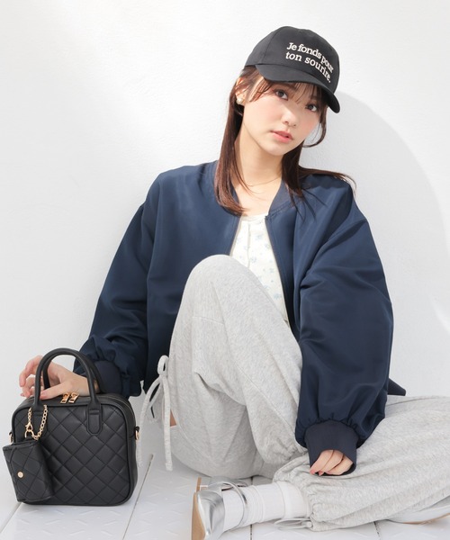 Honeys(ハニーズ)の「【非フッ素撥水加工】撥水加工リブブルゾン(ブルゾン・レディース・グレー/ネイビー/ブラック/アイボリー・S/M/LL/L)」の14枚目の写真