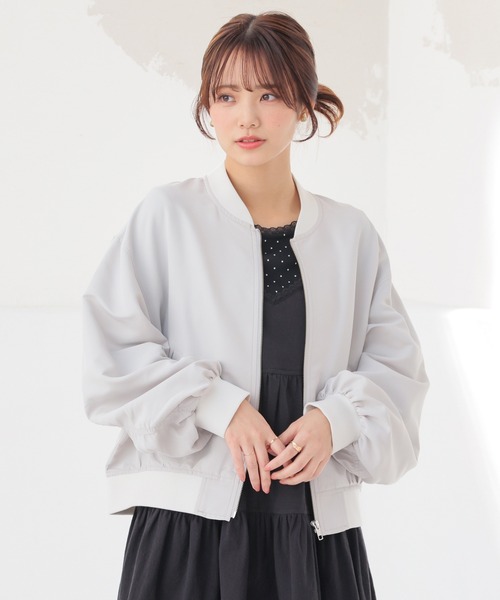 Honeys(ハニーズ)の「【非フッ素撥水加工】撥水加工リブブルゾン(ブルゾン・レディース・グレー/ネイビー/ブラック/アイボリー・S/M/LL/L)」の18枚目の写真