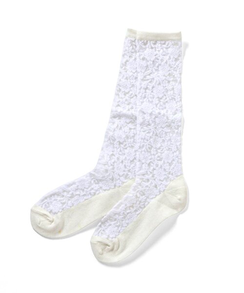 apres les cours（アプレレクール）の「シアーレースハイソックス（ソックス/靴下・キッズ・オフホワイト・12/21/18/15 ）」の2枚目の写真