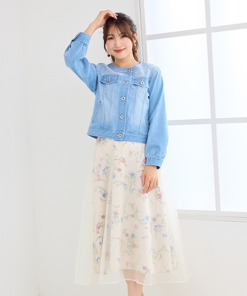 Rose Tiara(ローズティアラ)の「パールスタッズGジャン(デニムジャケット・レディース・ネイビー・46/42/38)」の7枚目の写真