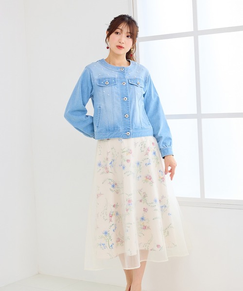 Rose Tiara(ローズティアラ)の「パールスタッズGジャン(デニムジャケット・レディース・ネイビー・46/42/38)」の8枚目の写真