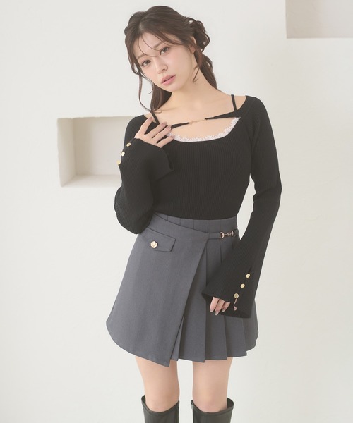 Ambre Neige(アンブルネージュ)の「lace docking flare sleeve knit / レースツキフレスリーブニット(ニット/セーター・レディース・ピンク/ブラック/アイボリー・FREE)」の10枚目の写真