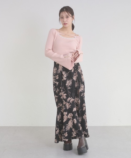 Ambre Neige(アンブルネージュ)の「lace docking flare sleeve knit / レースツキフレスリーブニット(ニット/セーター・レディース・ピンク/ブラック/アイボリー・FREE)」の20枚目の写真