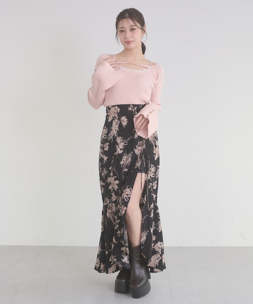 Ambre Neige(アンブルネージュ)の「lace docking flare sleeve knit / レースツキフレスリーブニット(ニット/セーター・レディース・ピンク/ブラック/アイボリー・FREE)」の21枚目の写真